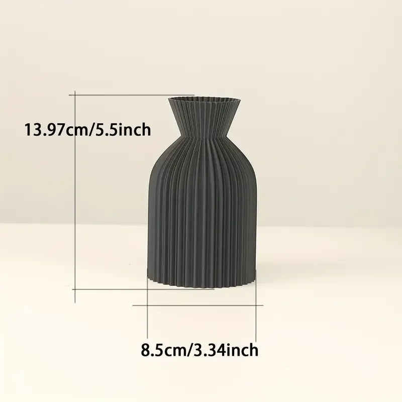 Modern Pleated Ceramic Vase - Nordic Minimalist Flower Pot