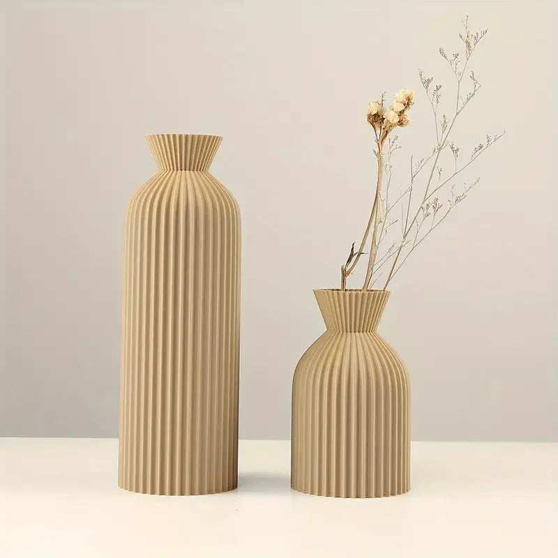 Modern Pleated Ceramic Vase - Nordic Minimalist Flower Pot