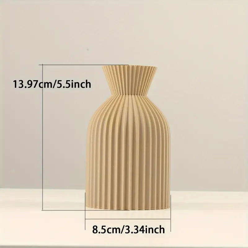 Modern Pleated Ceramic Vase - Nordic Minimalist Flower Pot