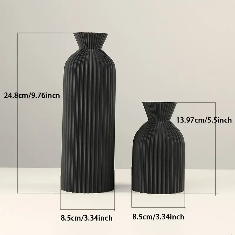 Modern Pleated Ceramic Vase - Nordic Minimalist Flower Pot